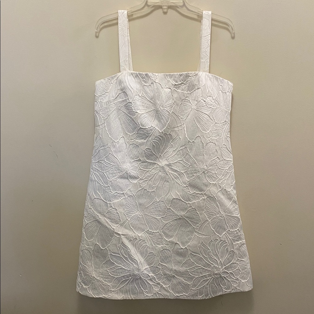 J. Crew white floral embossed dress